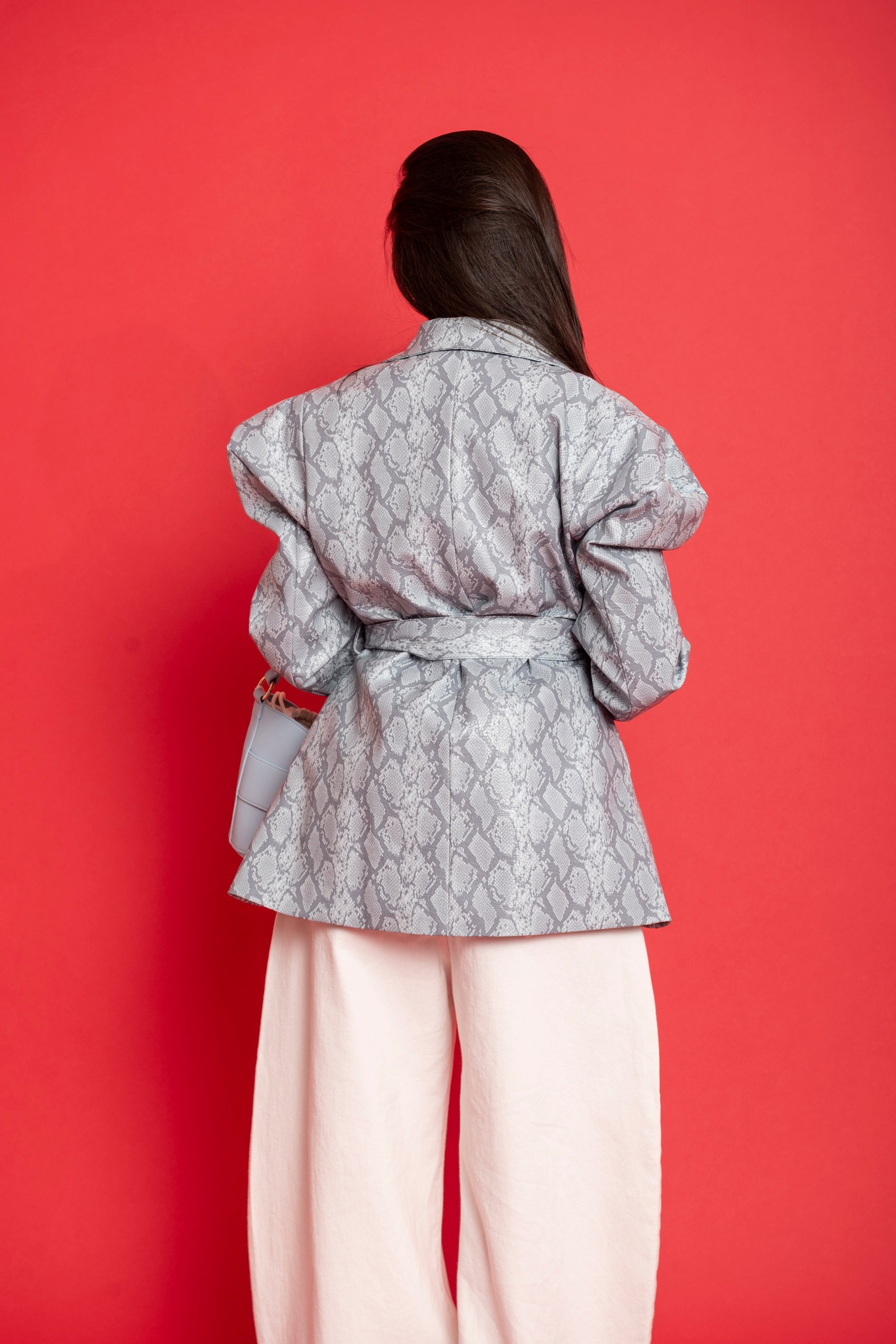 Giacca ecopelle pitonata