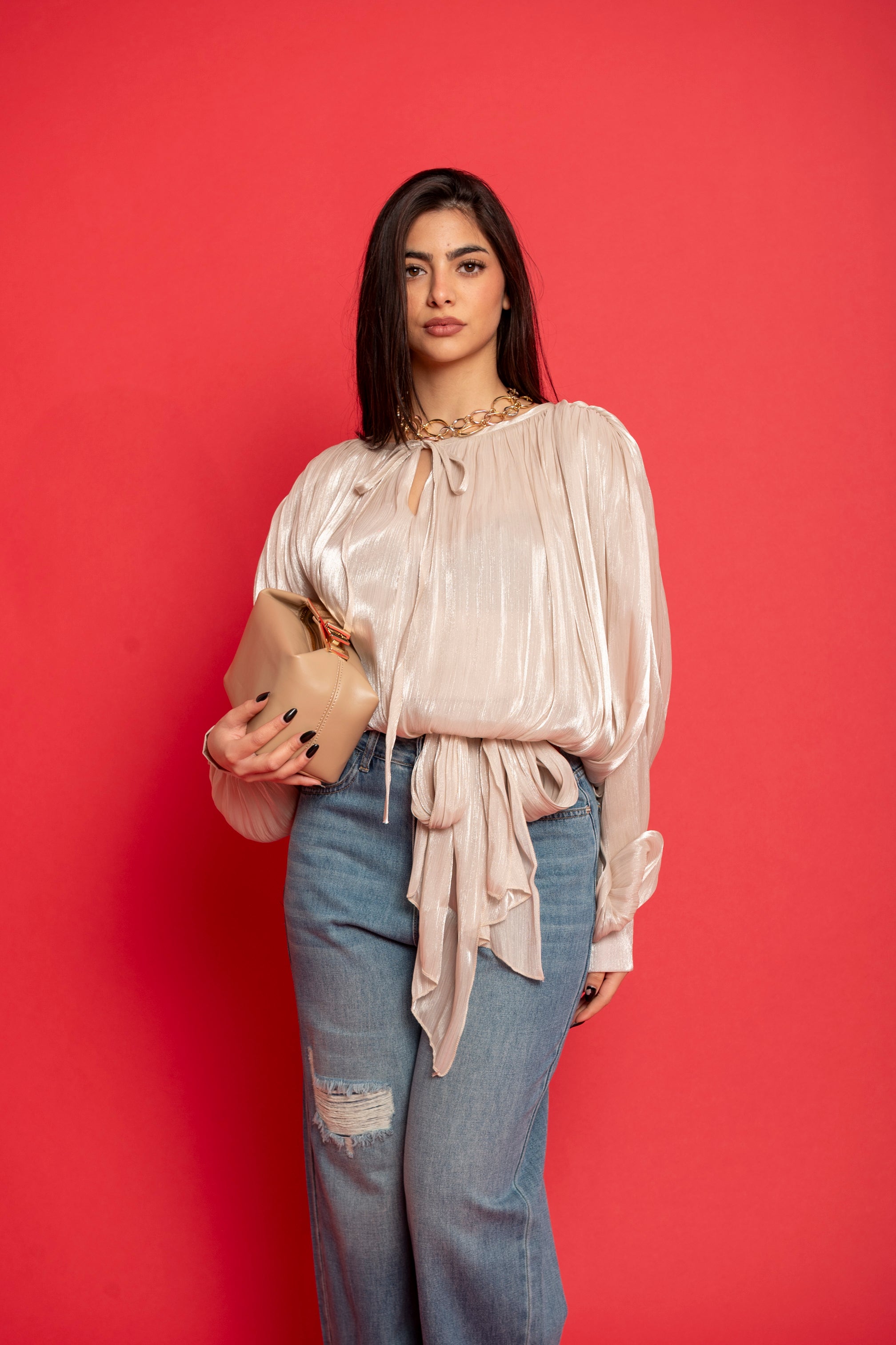 Camicia con bustino in satin