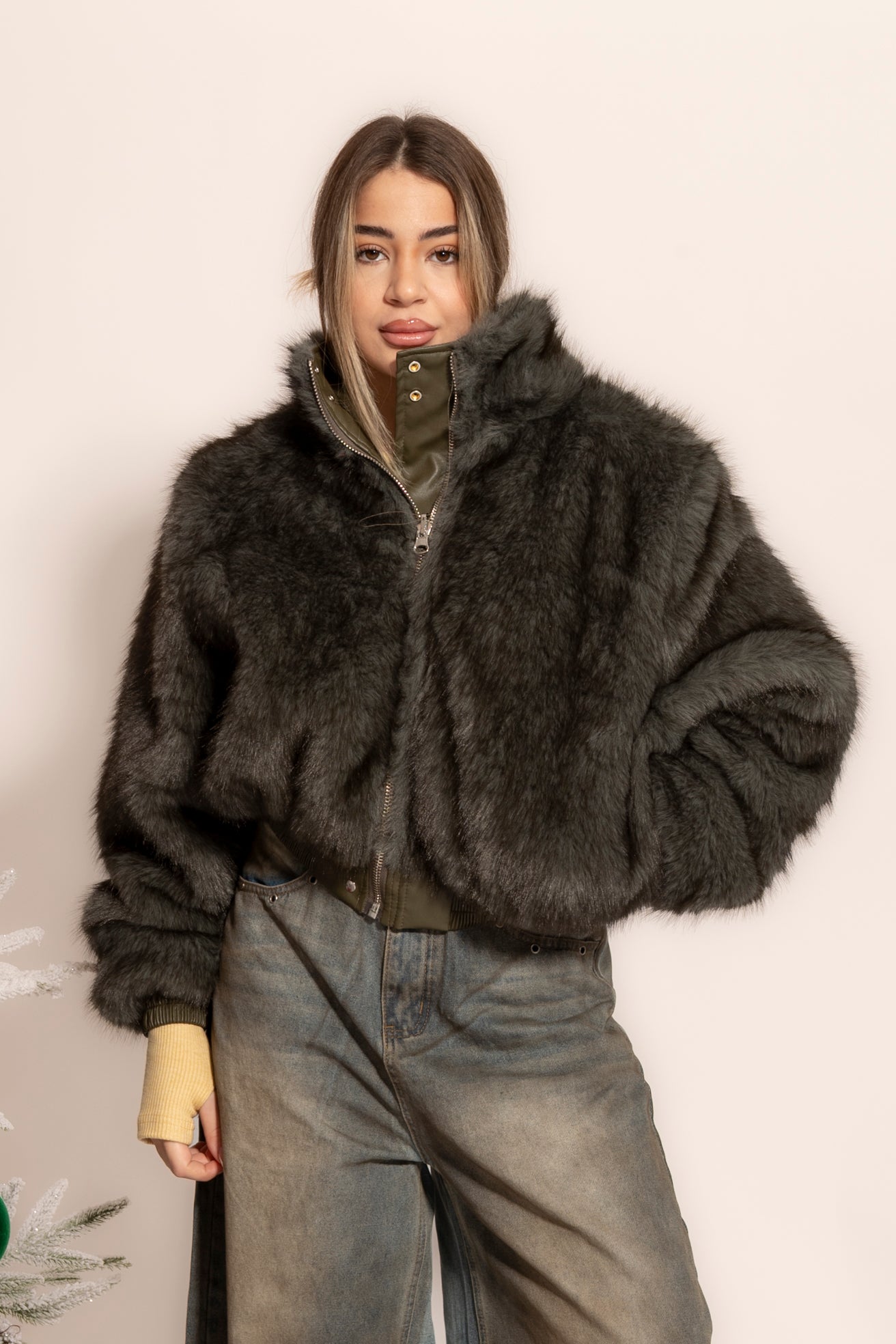 Bomber pelliccia green