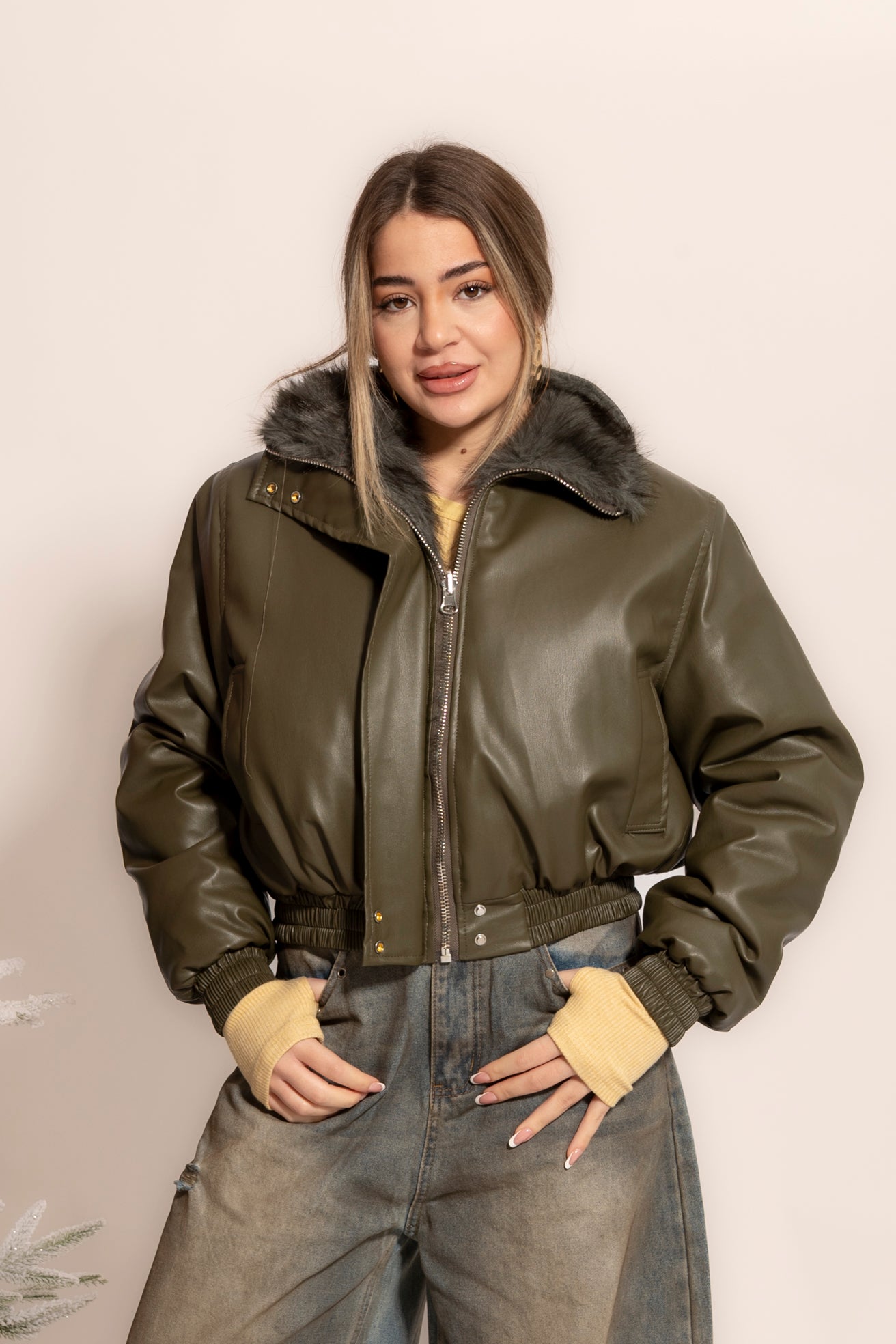 Bomber pelliccia green