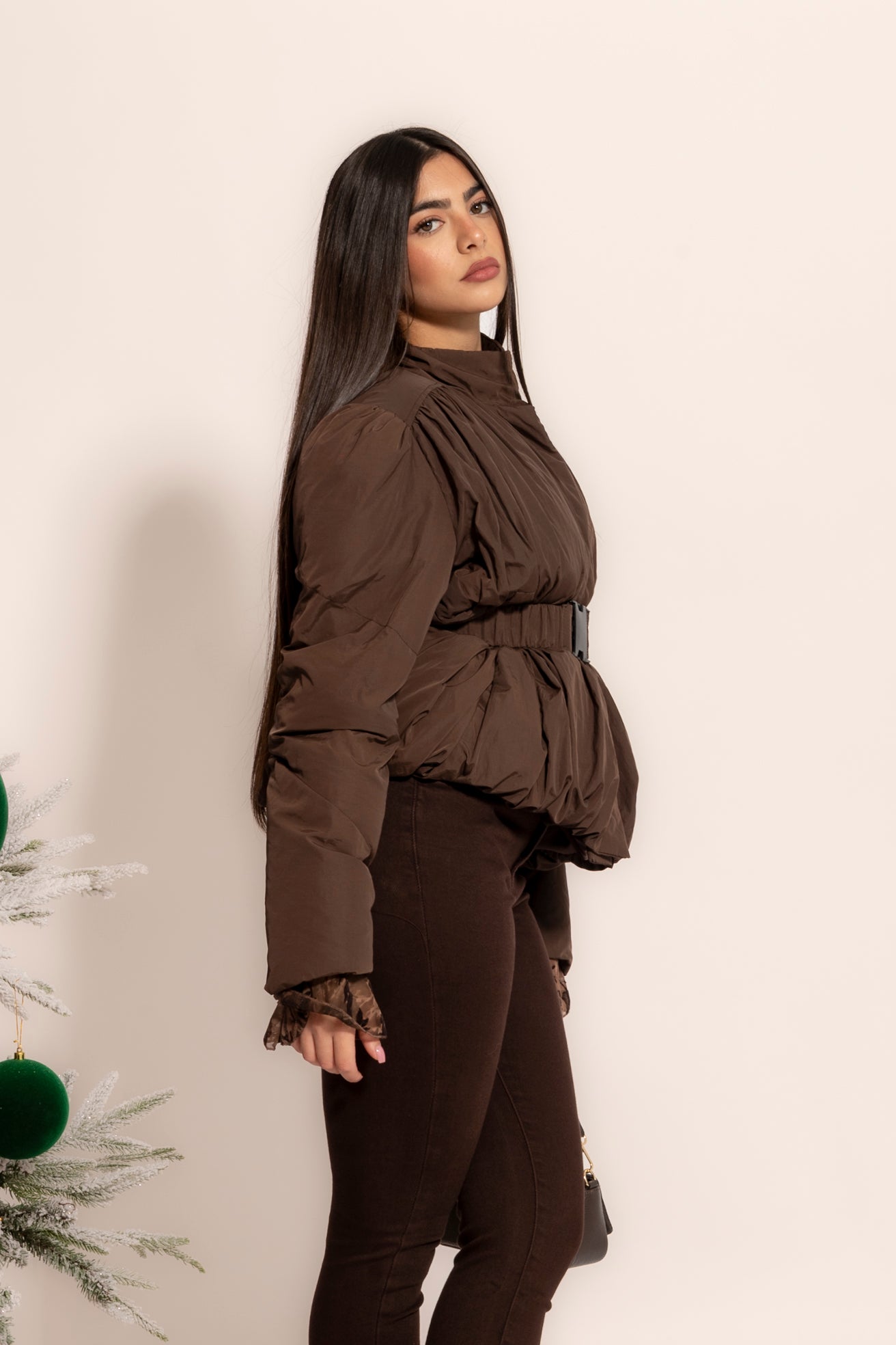 Bomber crop con cintura