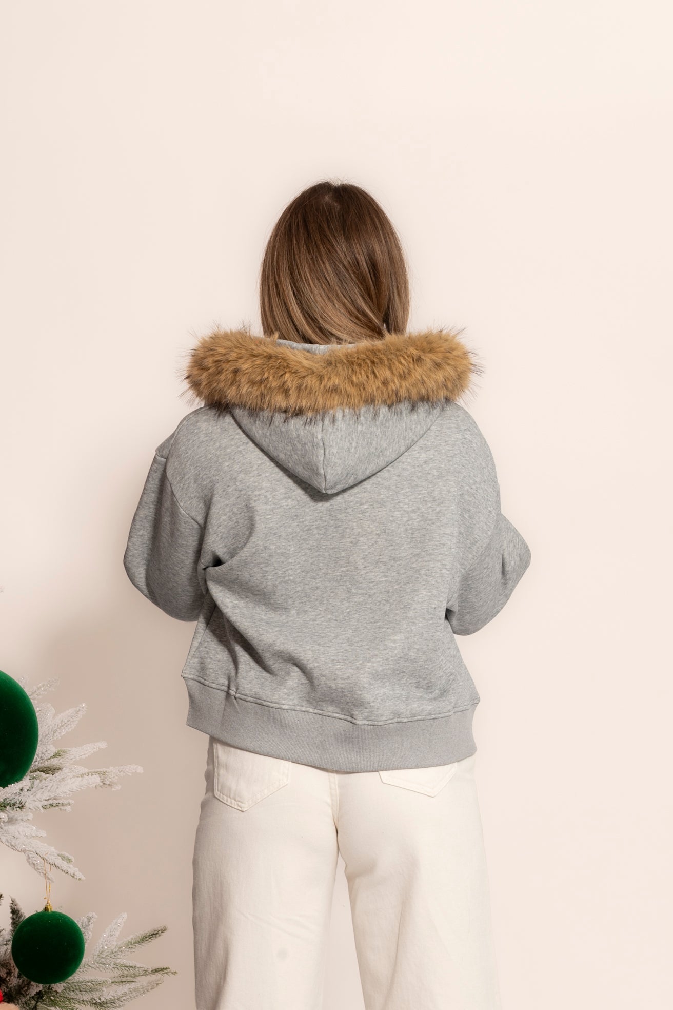 Felpa con cappuccio pelliccia
