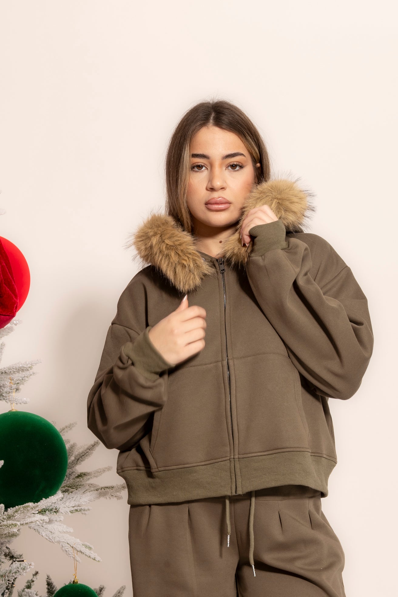 Felpa con cappuccio pelliccia