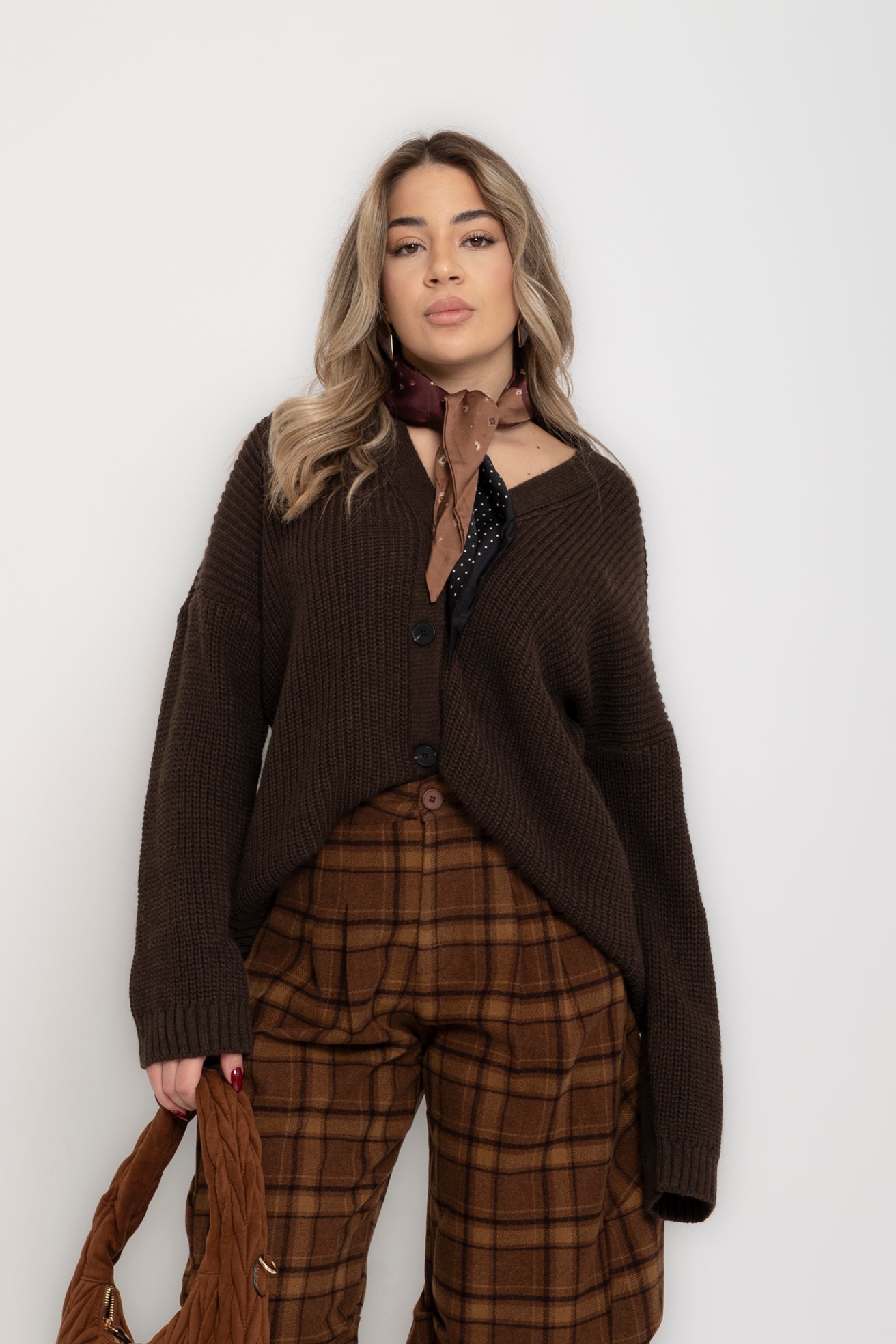 Cardigan con foulard Lumina