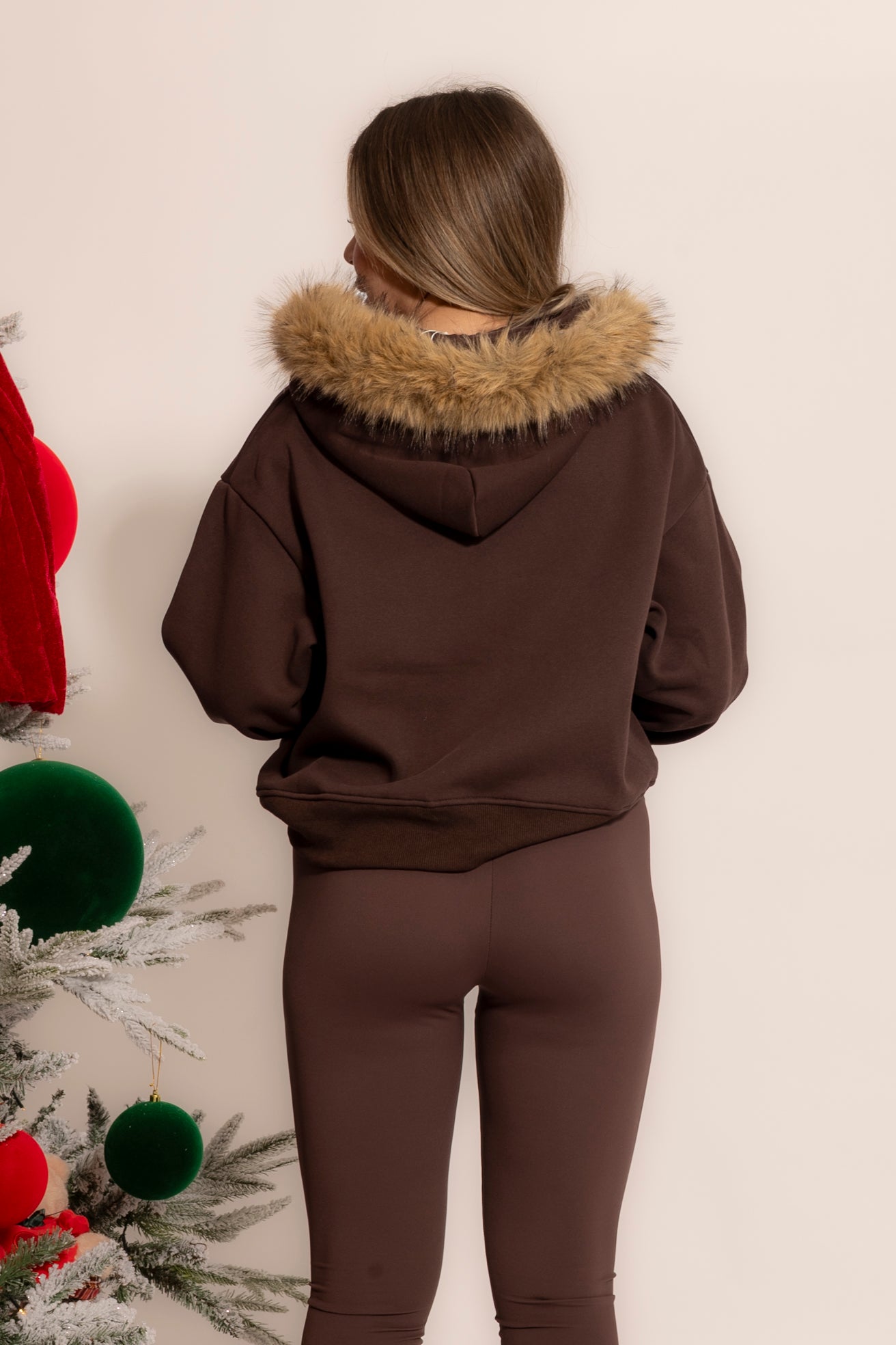 Felpa con cappuccio pelliccia