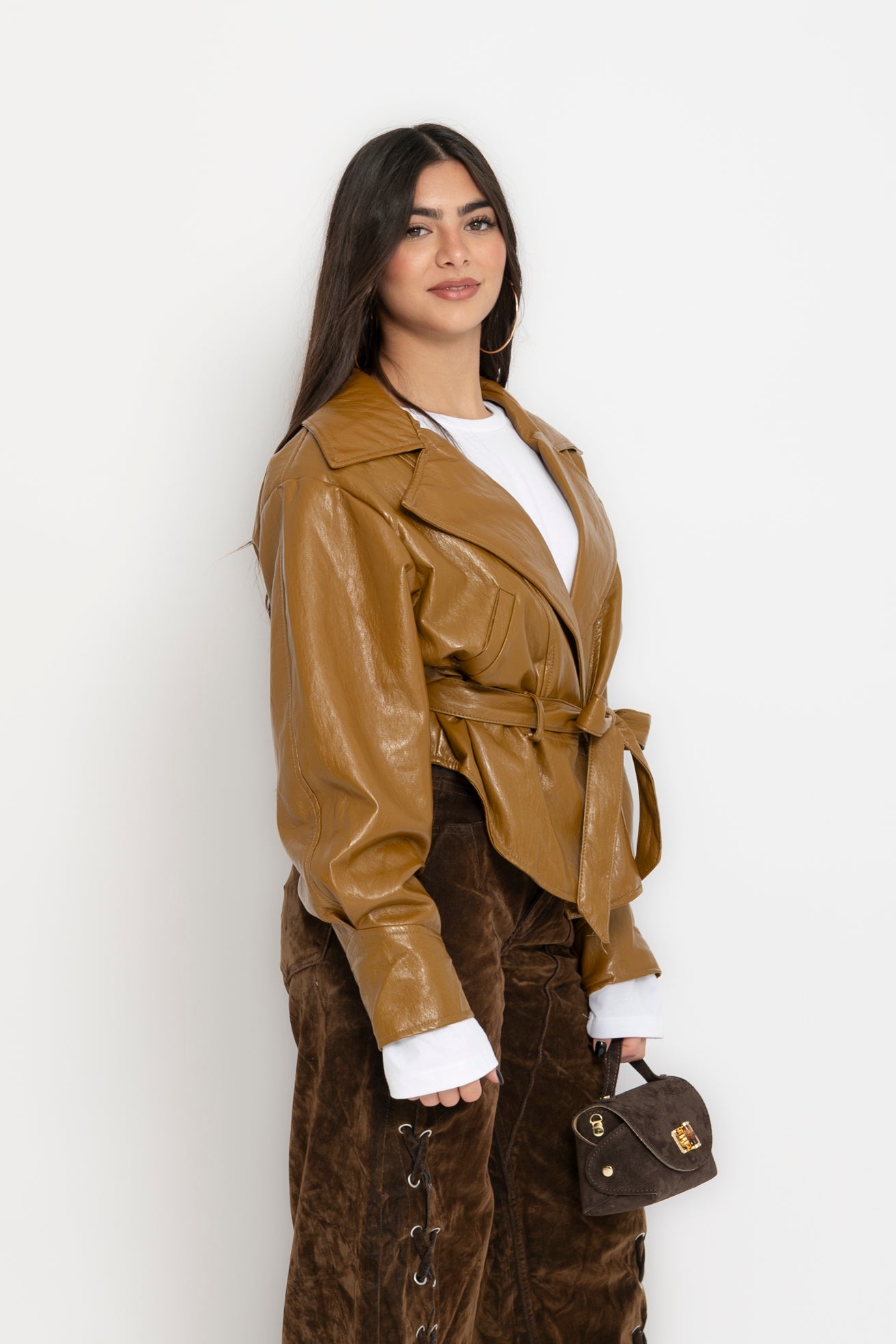 Giubbino in ecopelle senape