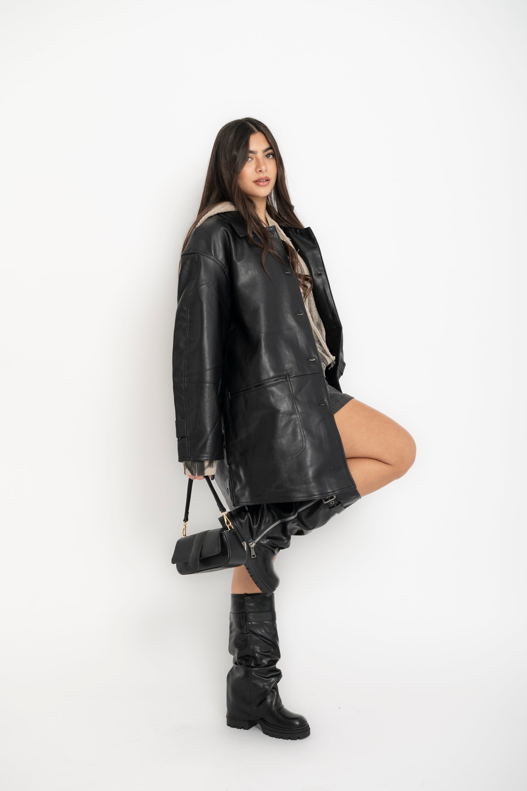 Giacca oversize in ecopelle