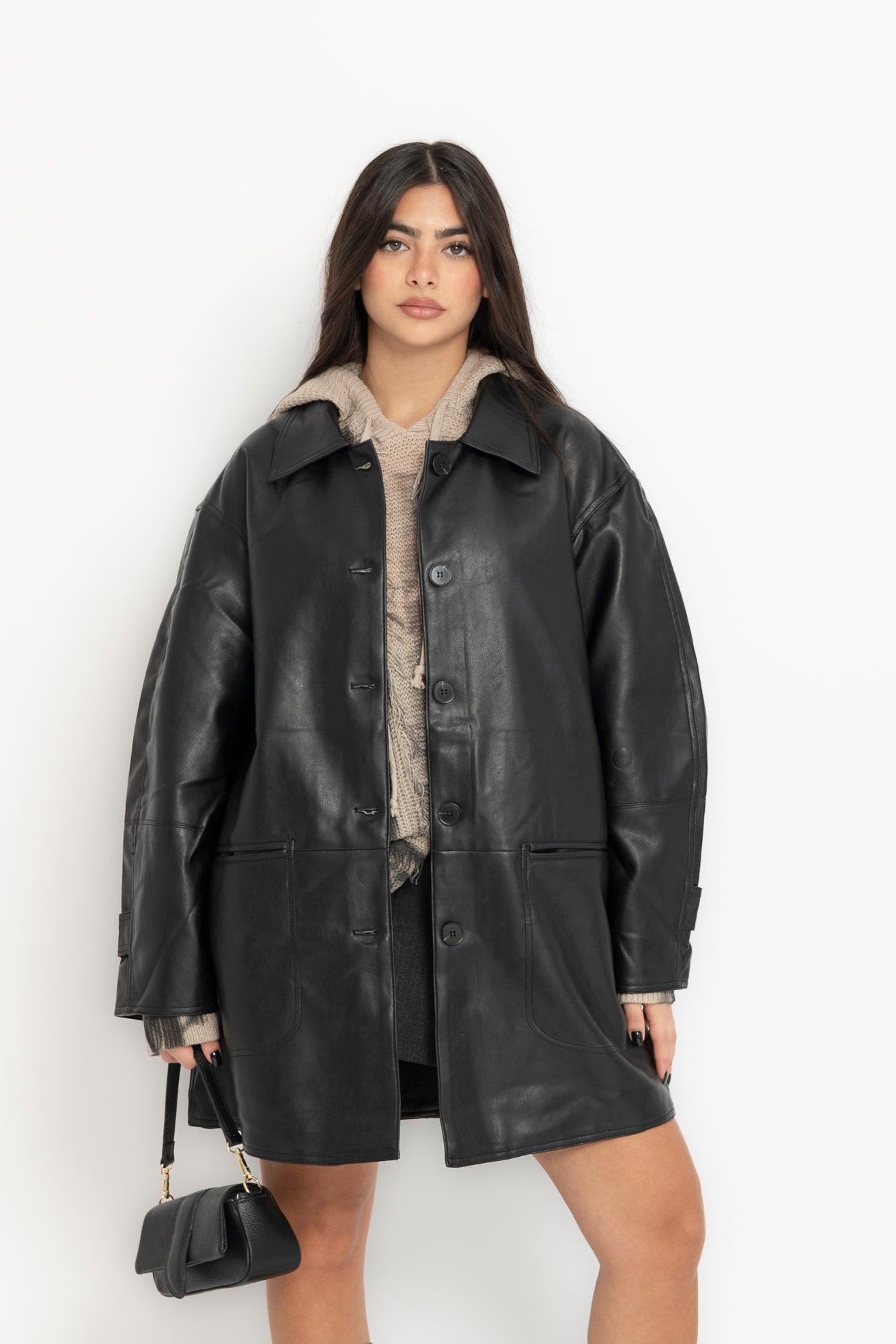 Giacca oversize in ecopelle