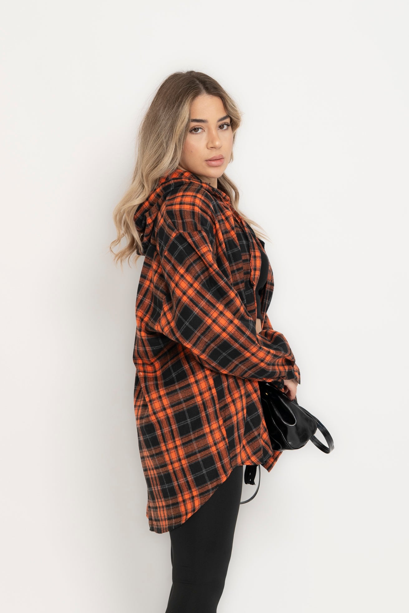 Camicia con cappuccio a quadroni