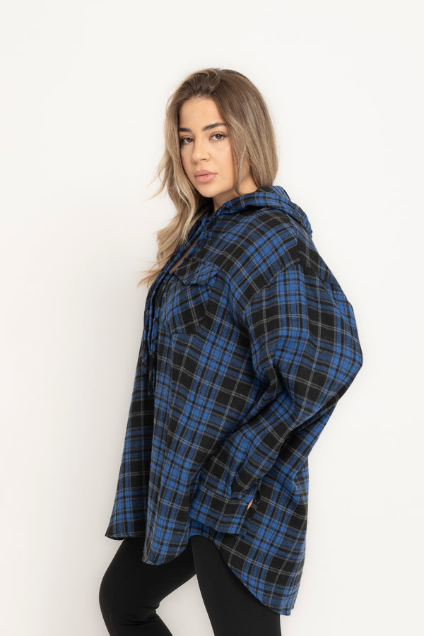 Camicia con cappuccio a quadroni