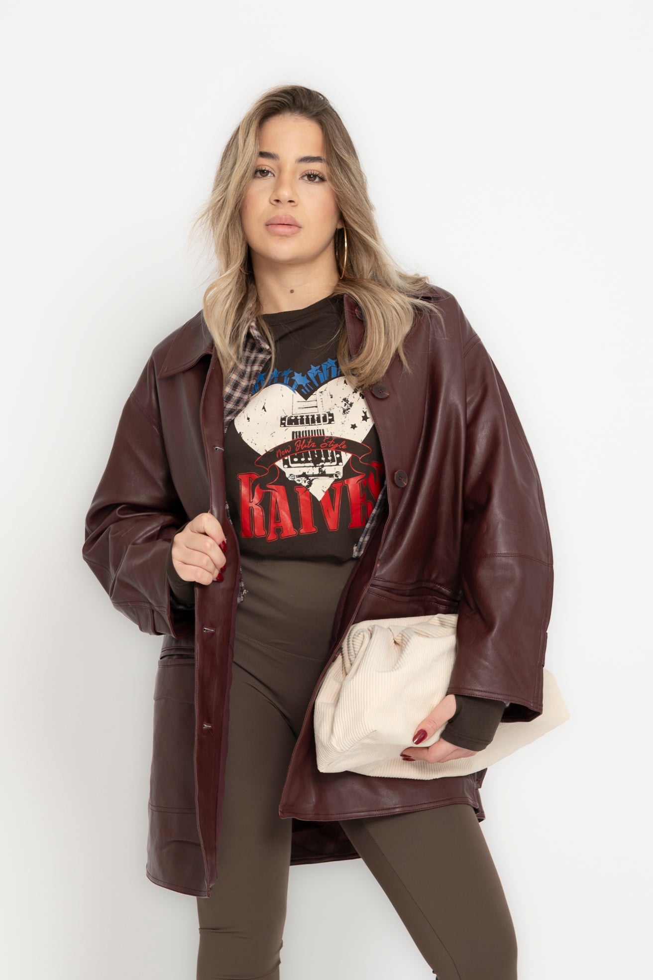 Giacca oversize in ecopelle