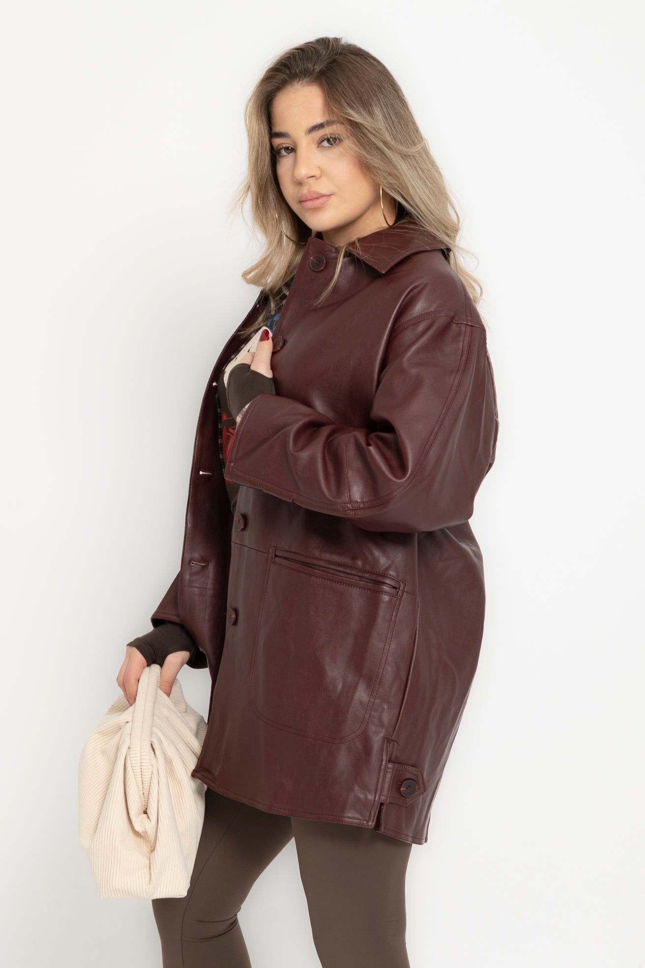 Giacca oversize in ecopelle