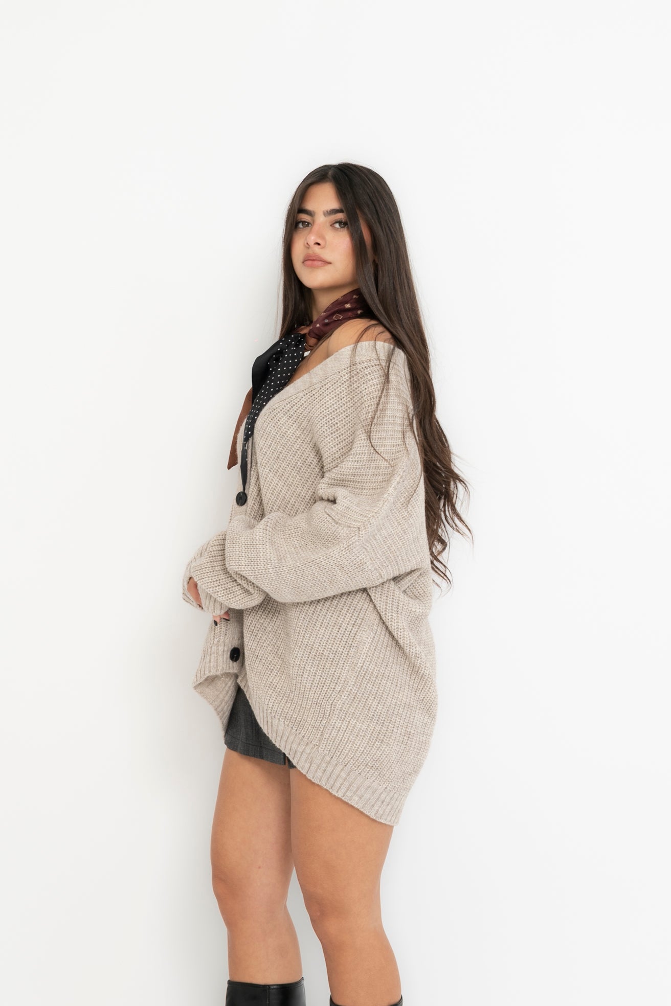 Cardigan con foulard Lumina