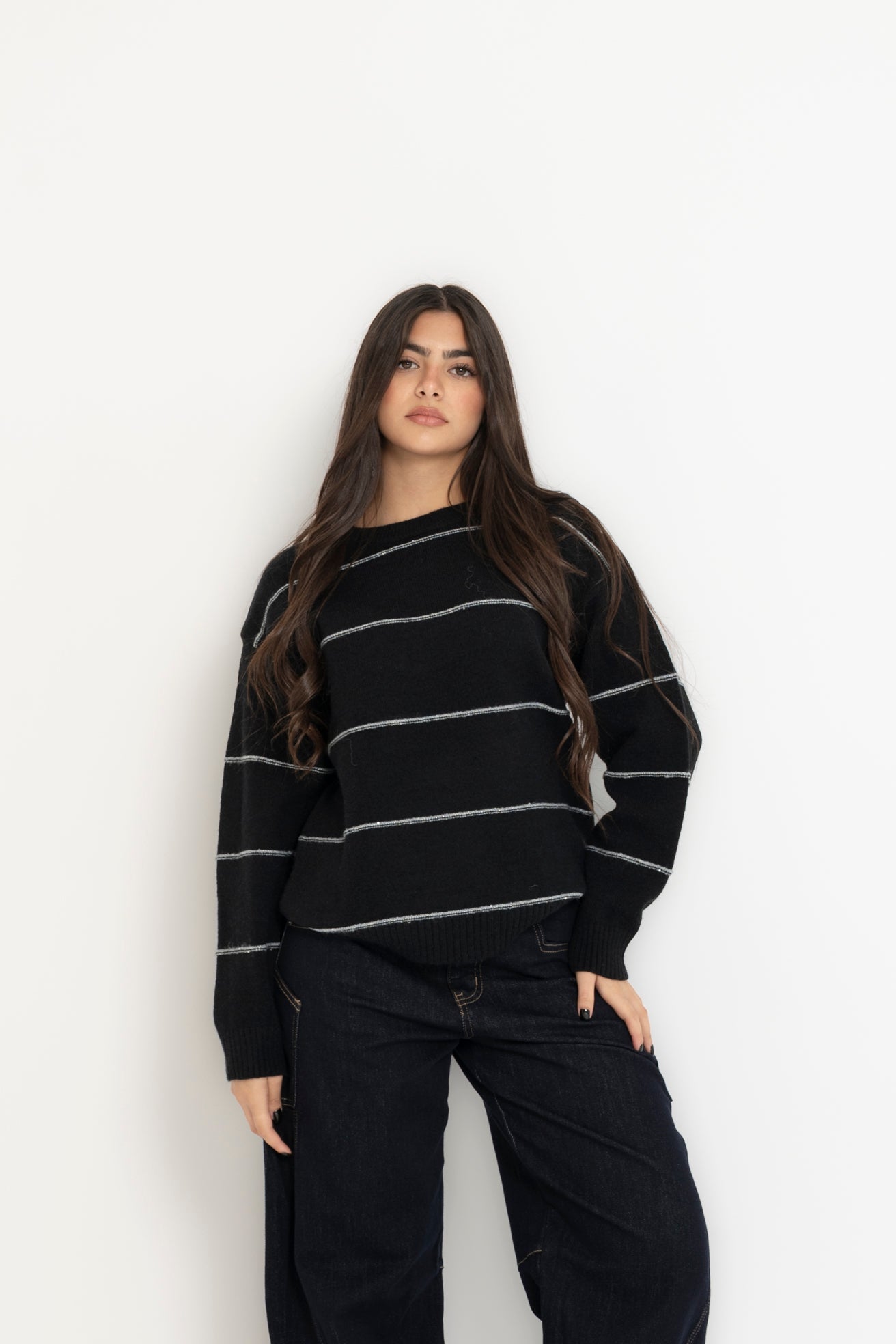 Pull righe e paillettes