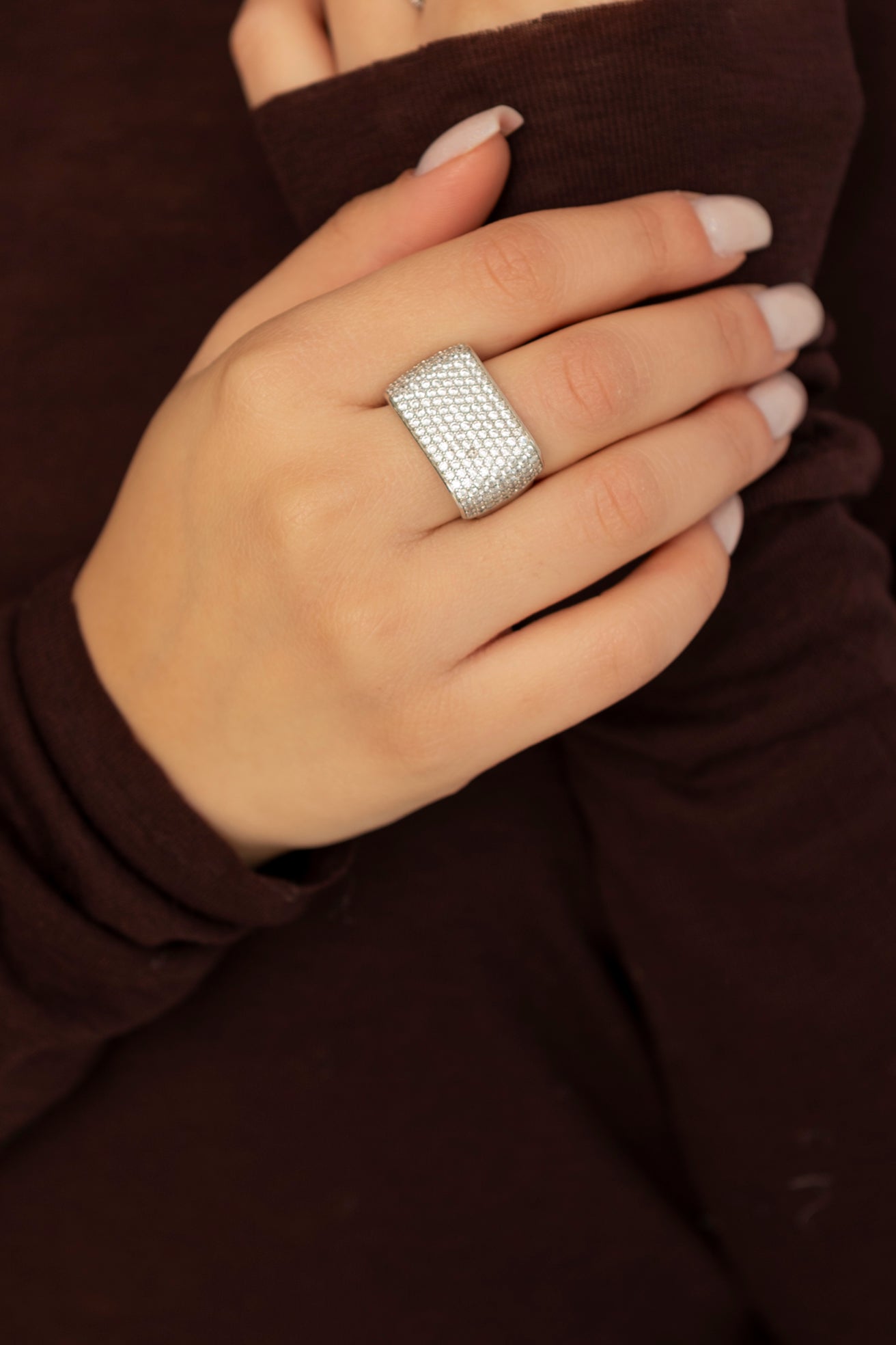 Anello quadrato strass