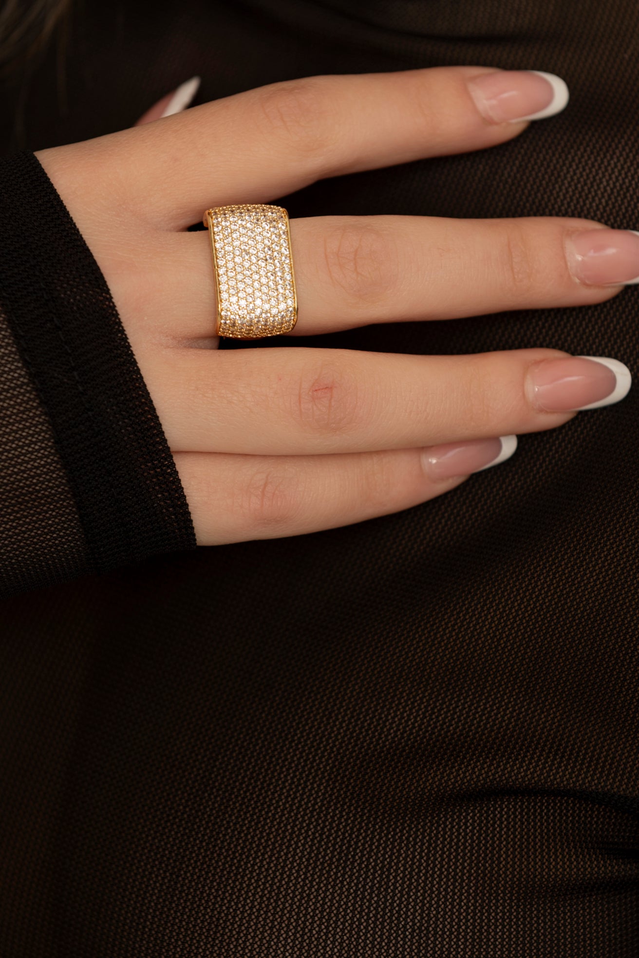 Anello quadrato strass