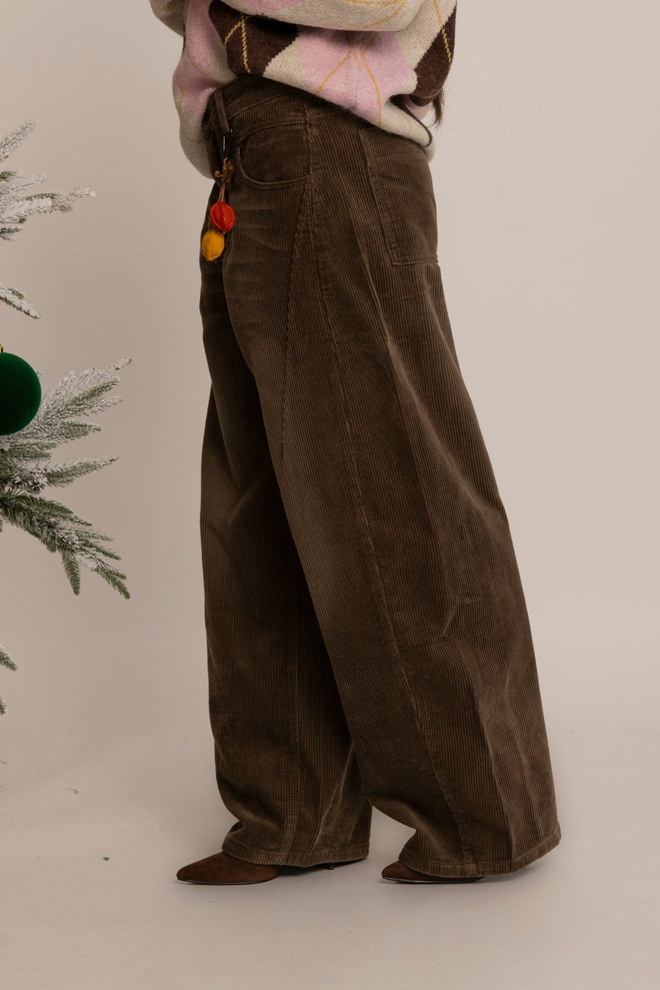 Jeans a costine in velluto brown