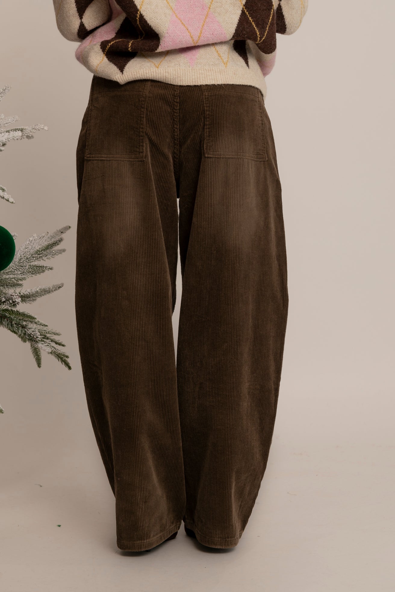 Jeans a costine in velluto brown