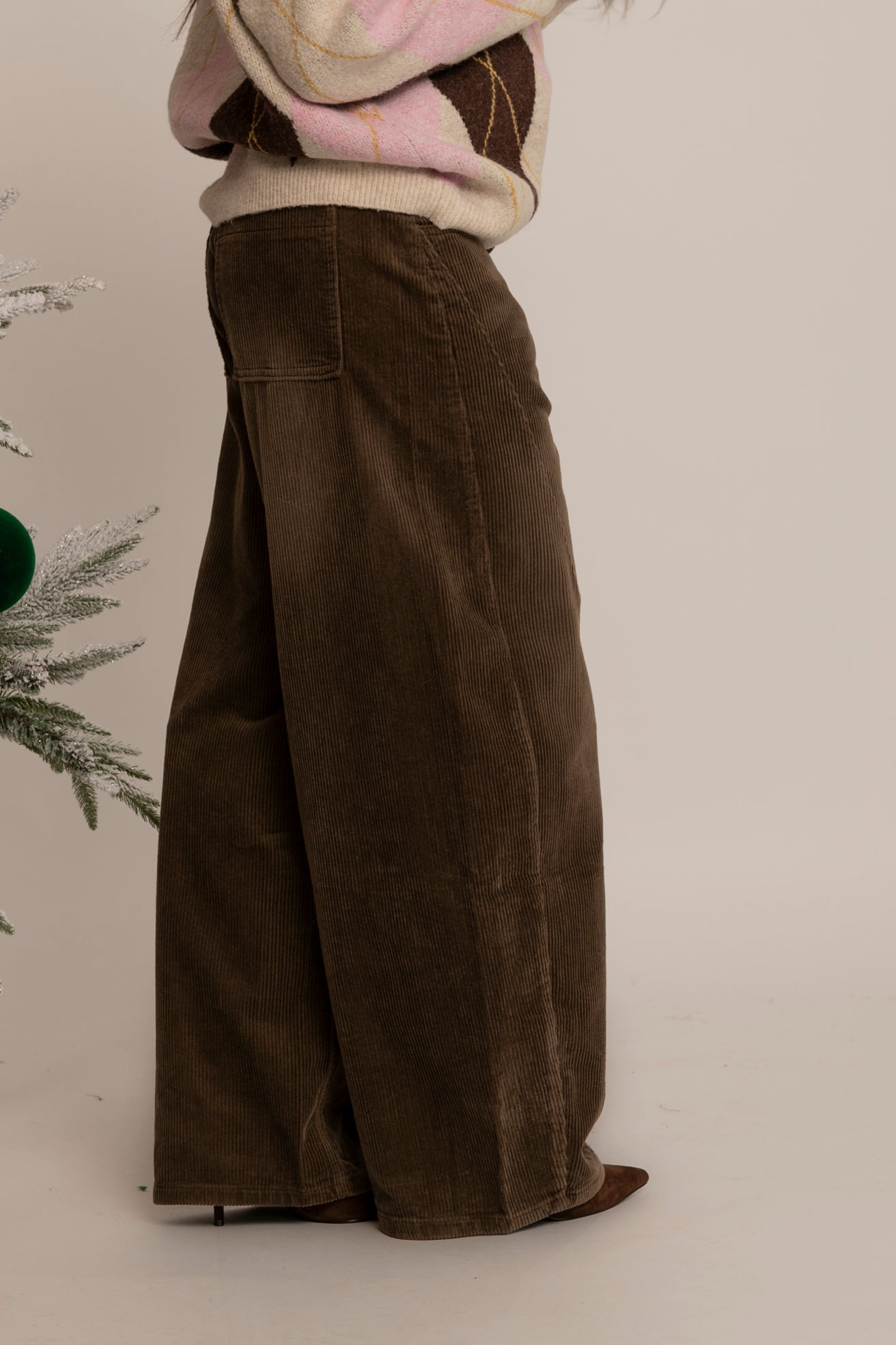 Jeans a costine in velluto brown