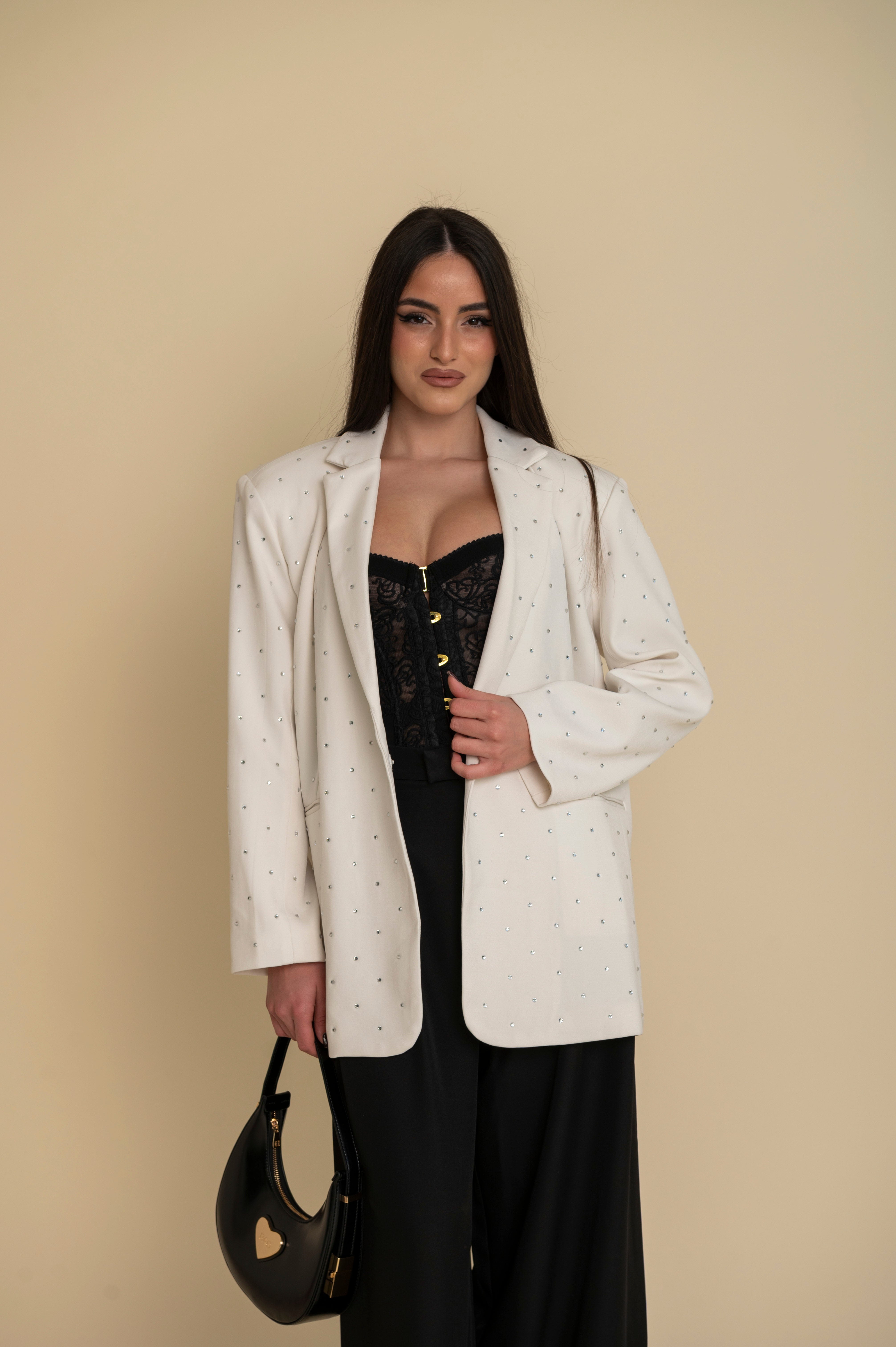 Giacca con strass panna