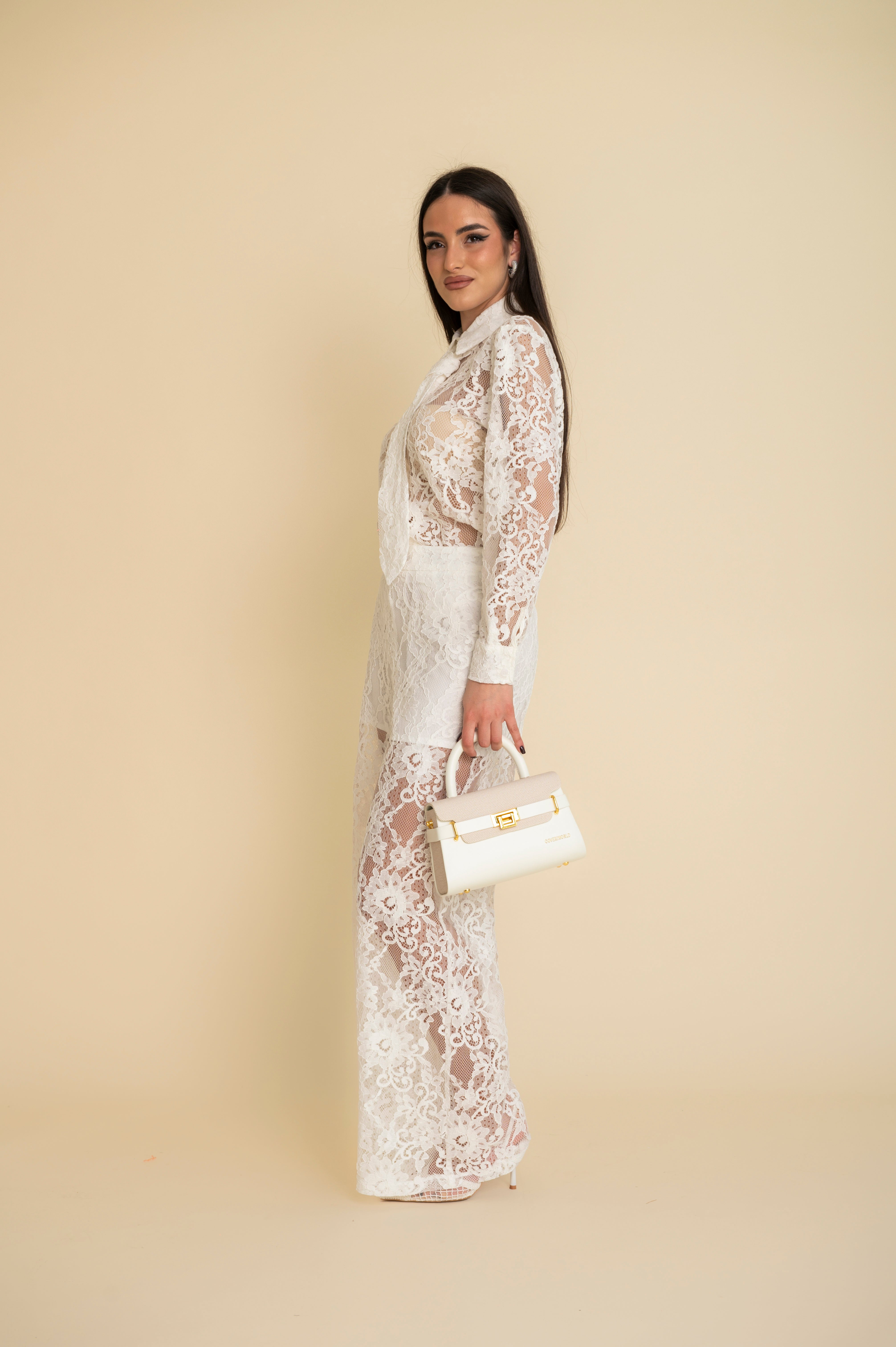 Cordset merletto pantalone e camicia