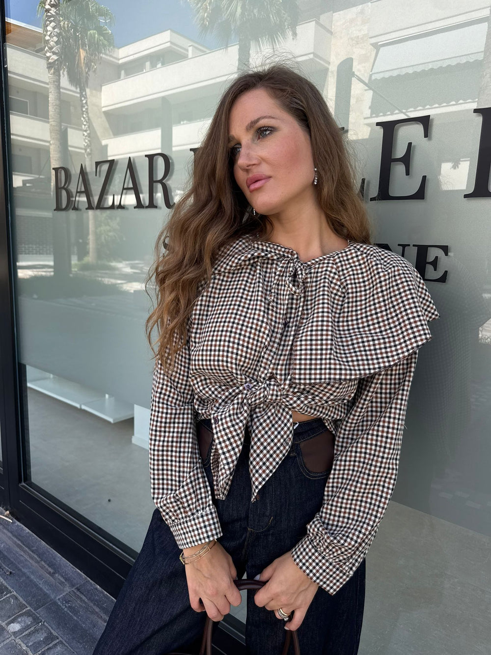 Camicia a quadri con rouches