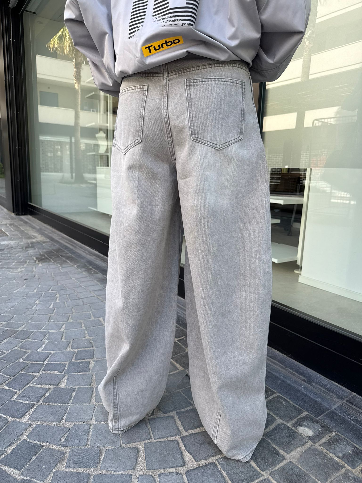 Jeans wide grigio