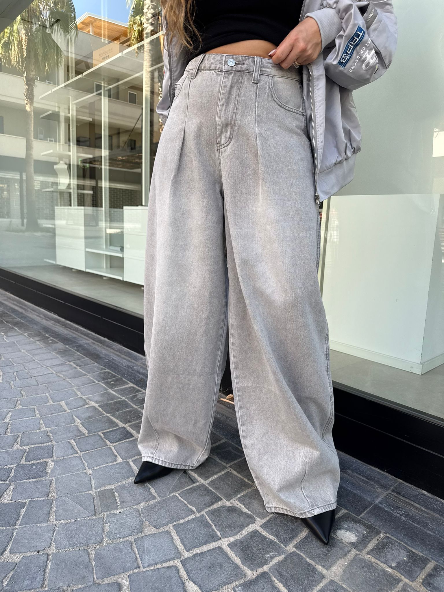 Jeans wide grigio