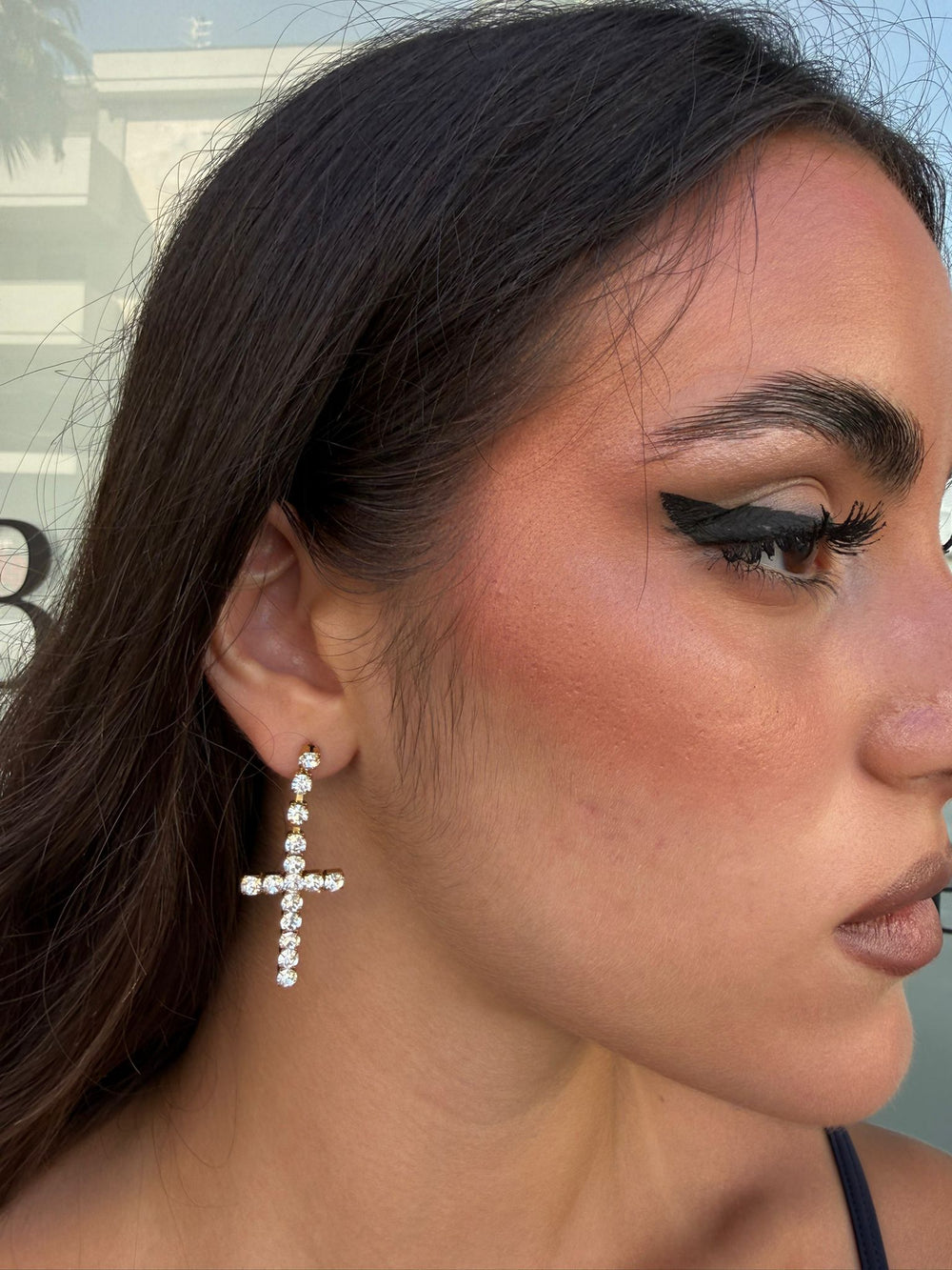 Orecchini croce strass