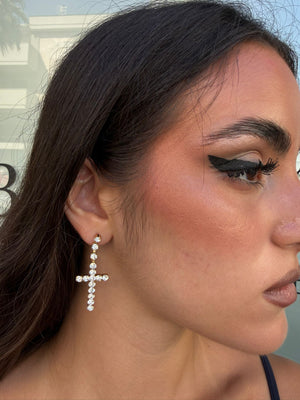 Orecchini croce strass
