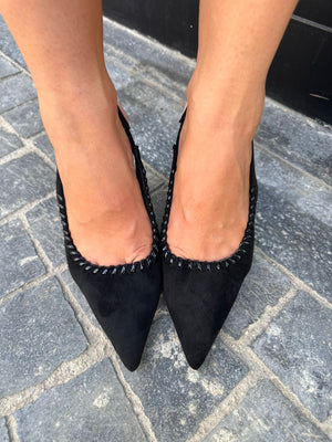 Décolleté slingback camoscio