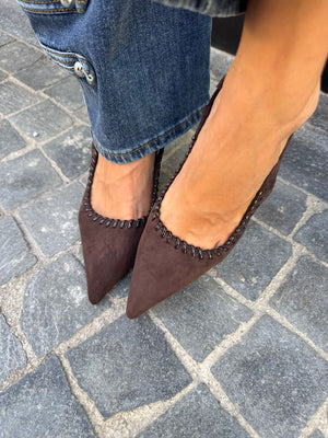 Décolleté slingback camoscio