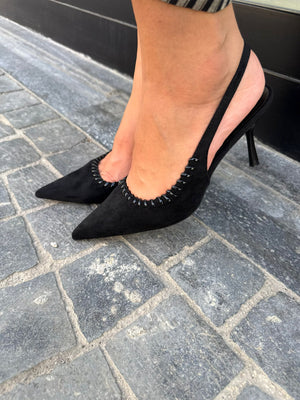 Décolleté slingback camoscio