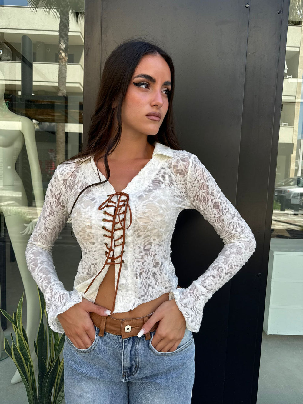 Camicia in pizzo floreale