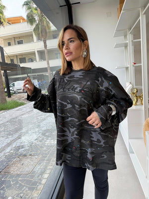 Maxi felpa mimetica black
