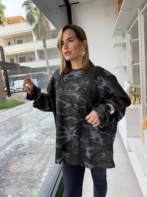 Maxi felpa mimetica black