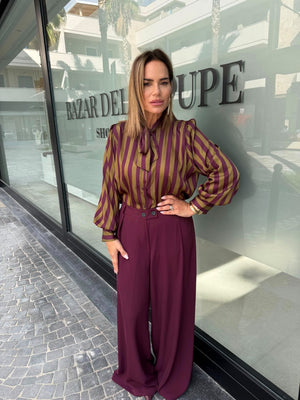 Camicia in raso a righe curvy