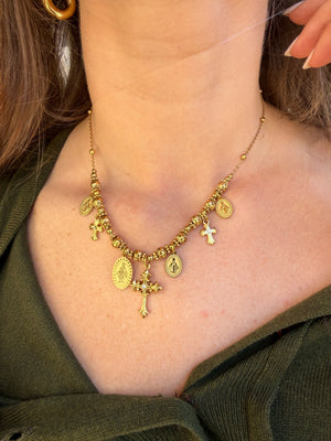 Collana rosario e perline