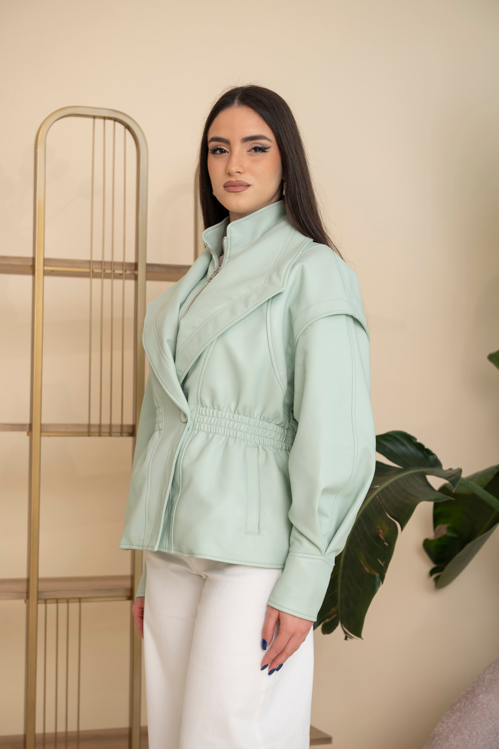 Giacca in ecopelle avvitata