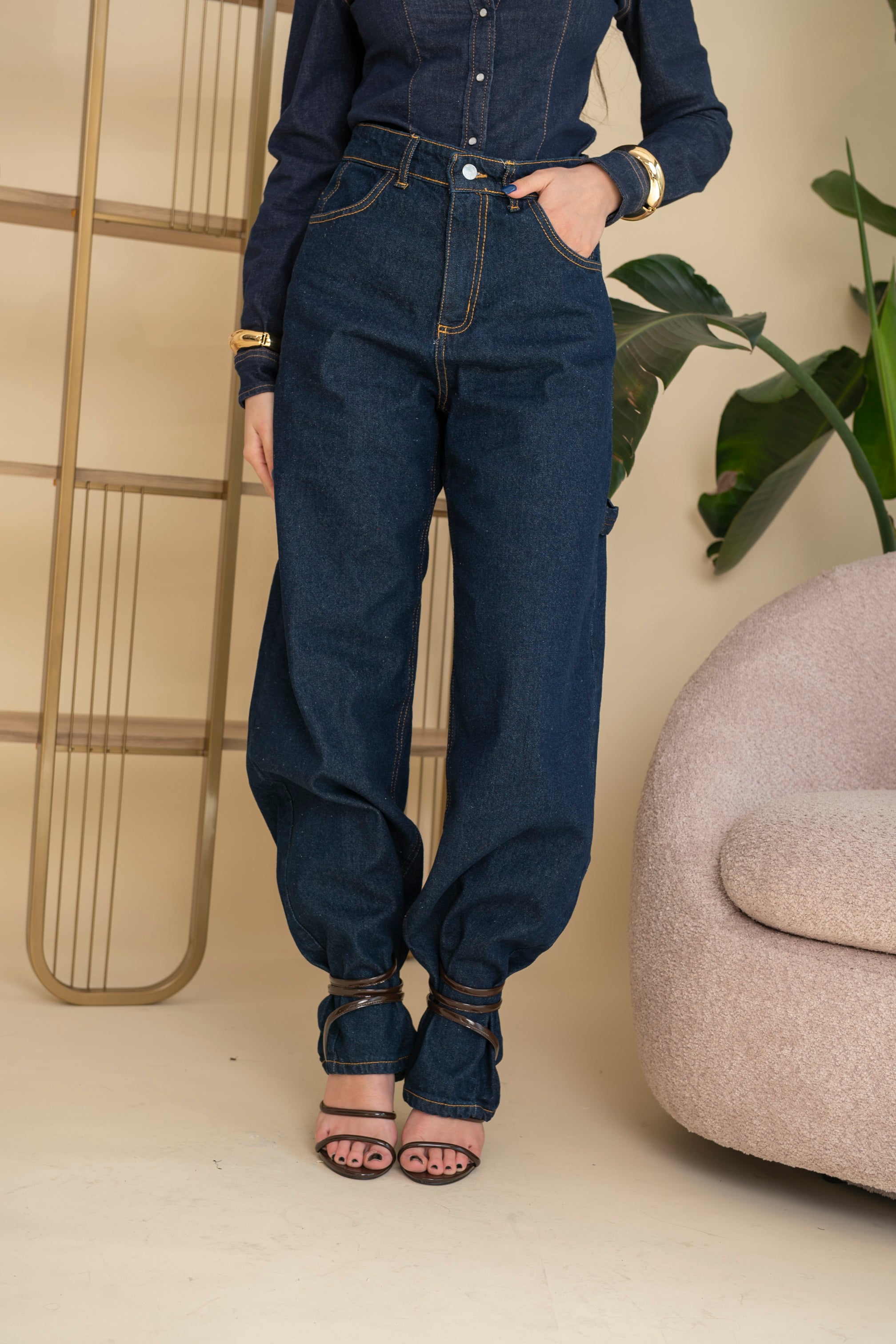 Jeans scuro cargo