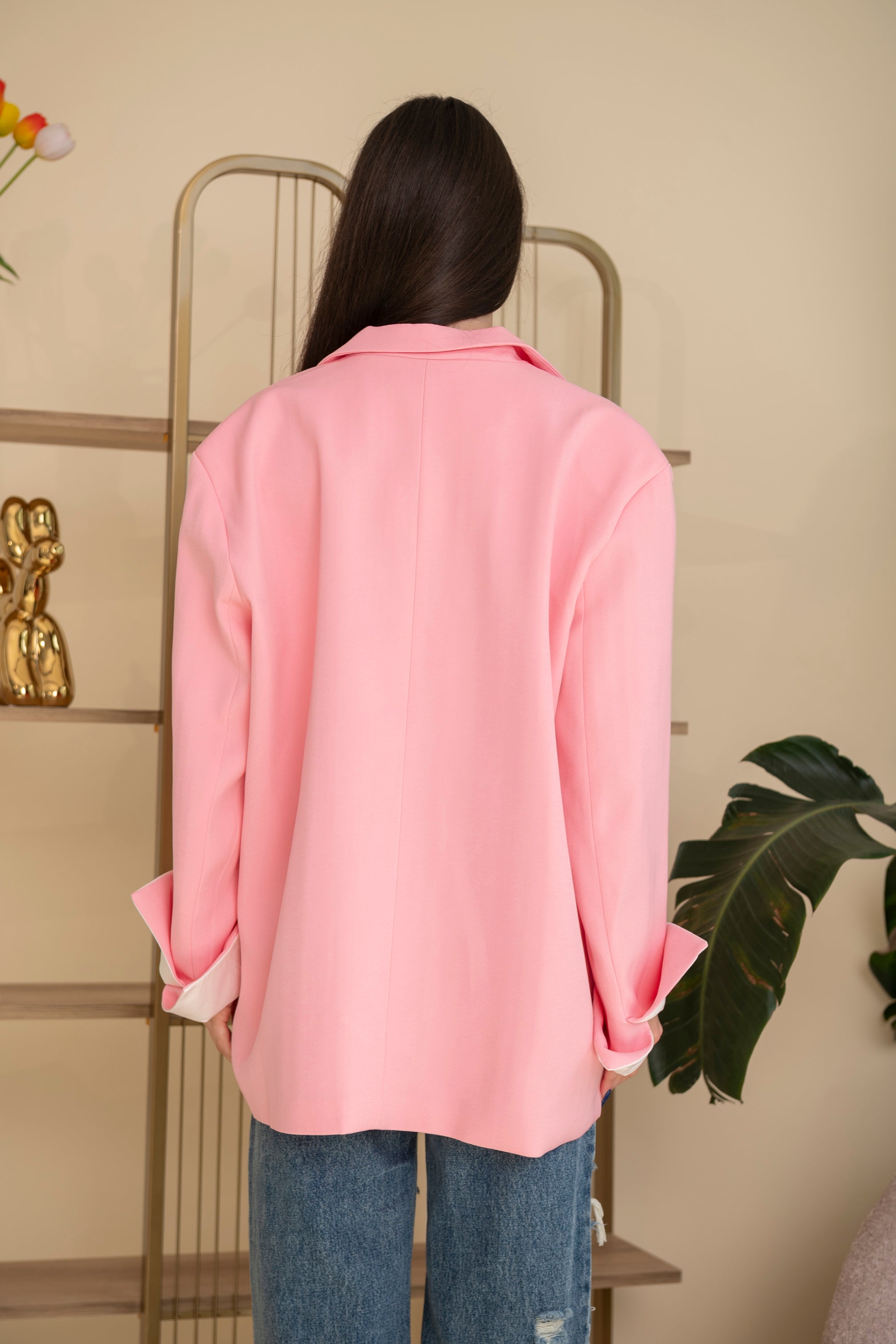 Giacca con risvolto pink