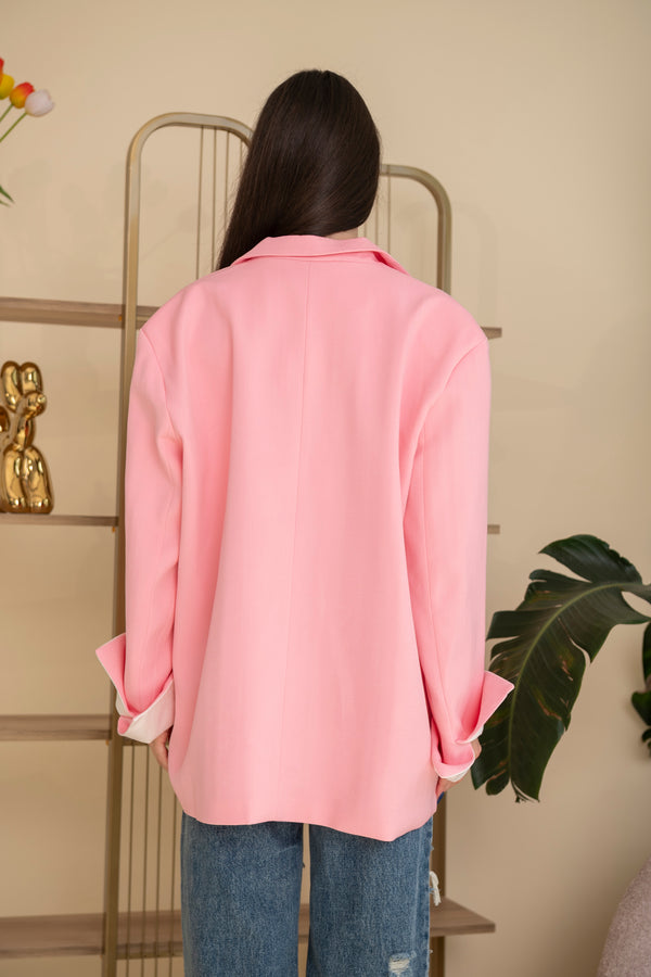 Giacca con risvolto pink