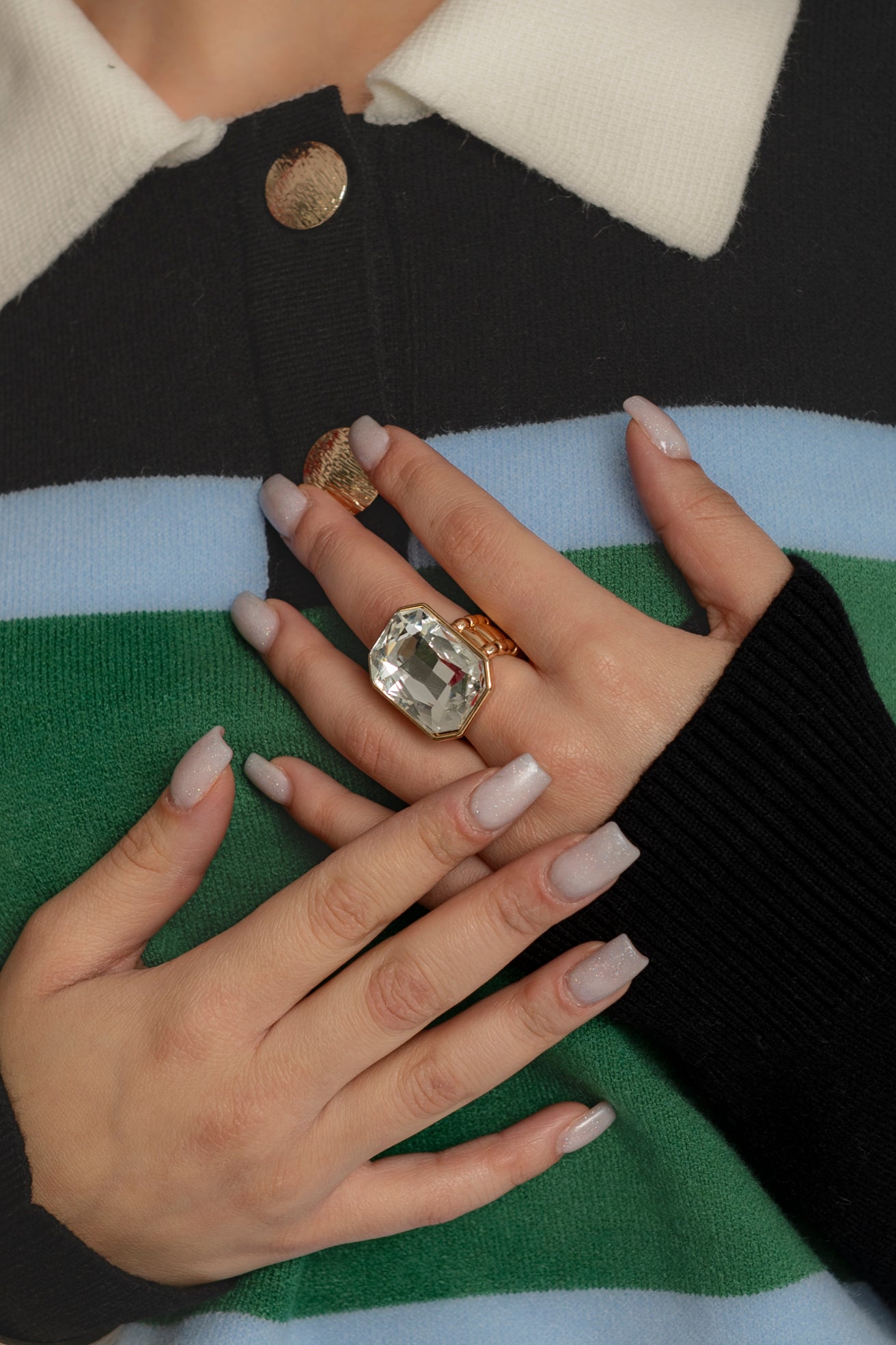 Anello pietra strass