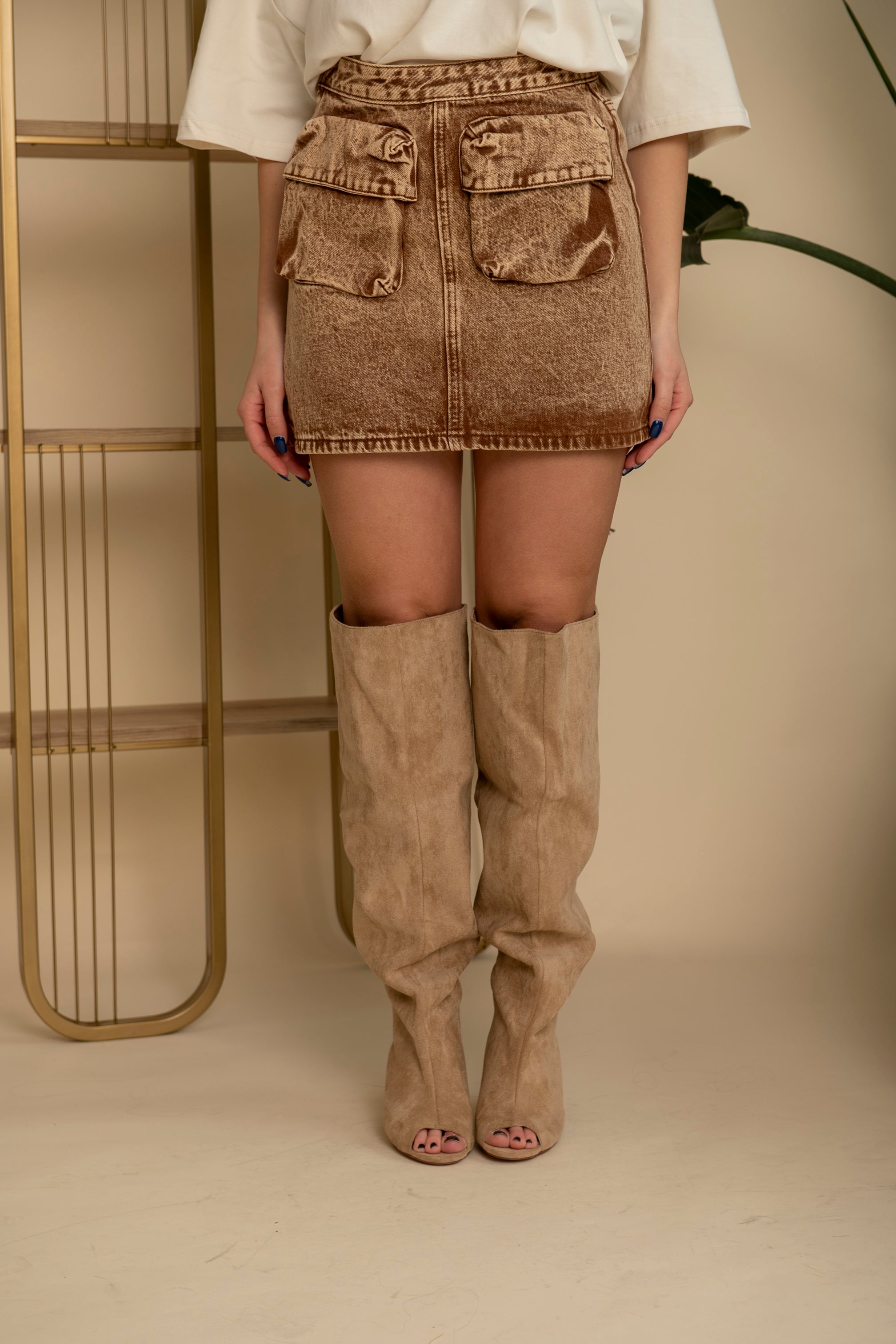 Minigonna cargo sabbiata