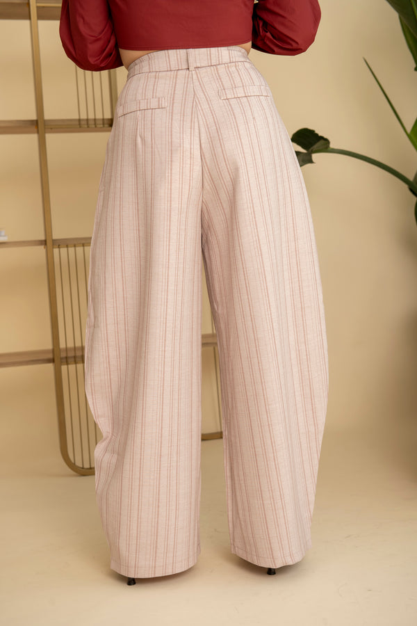 Pantalone gessato rosa