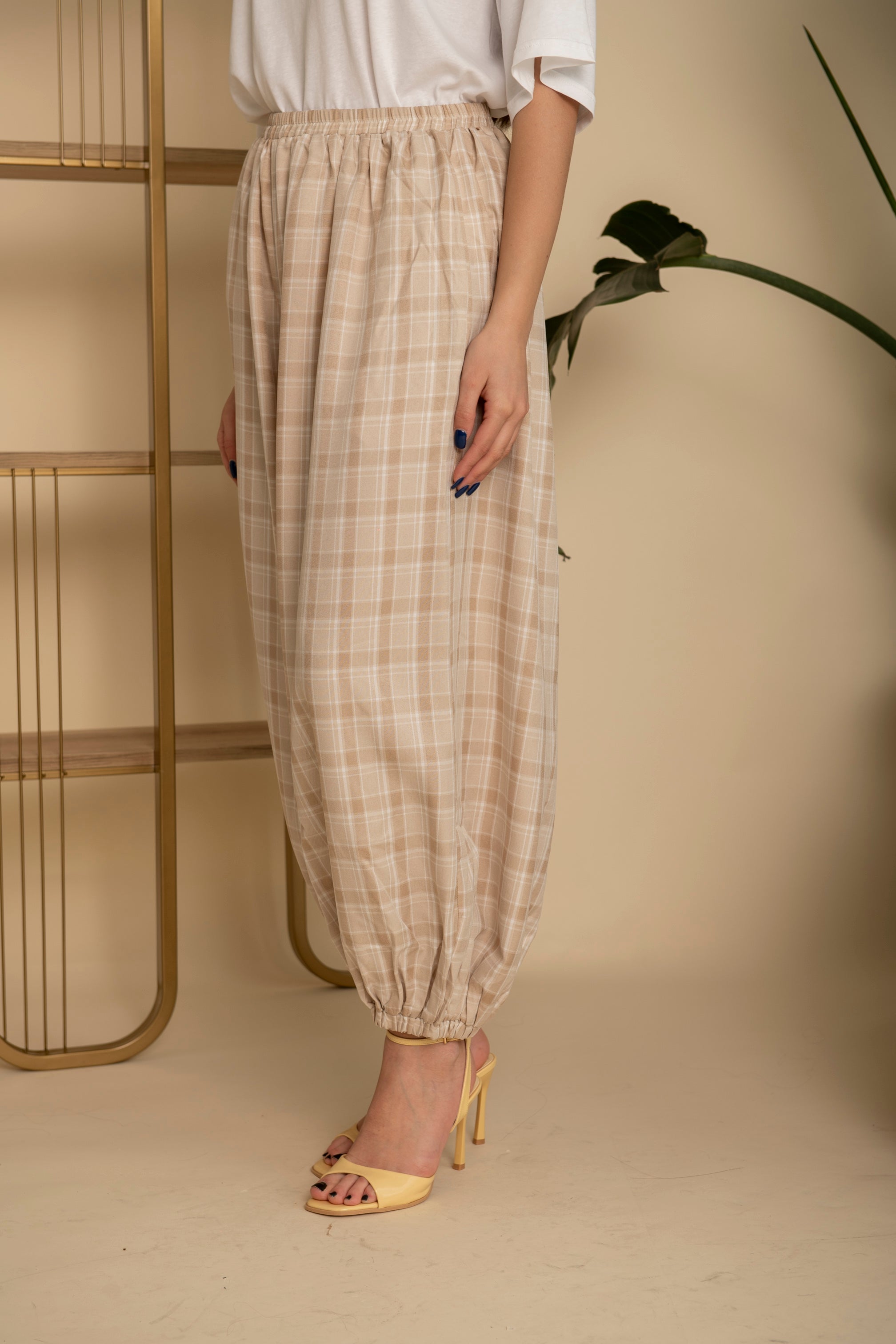 Pantalone morbido a quadri