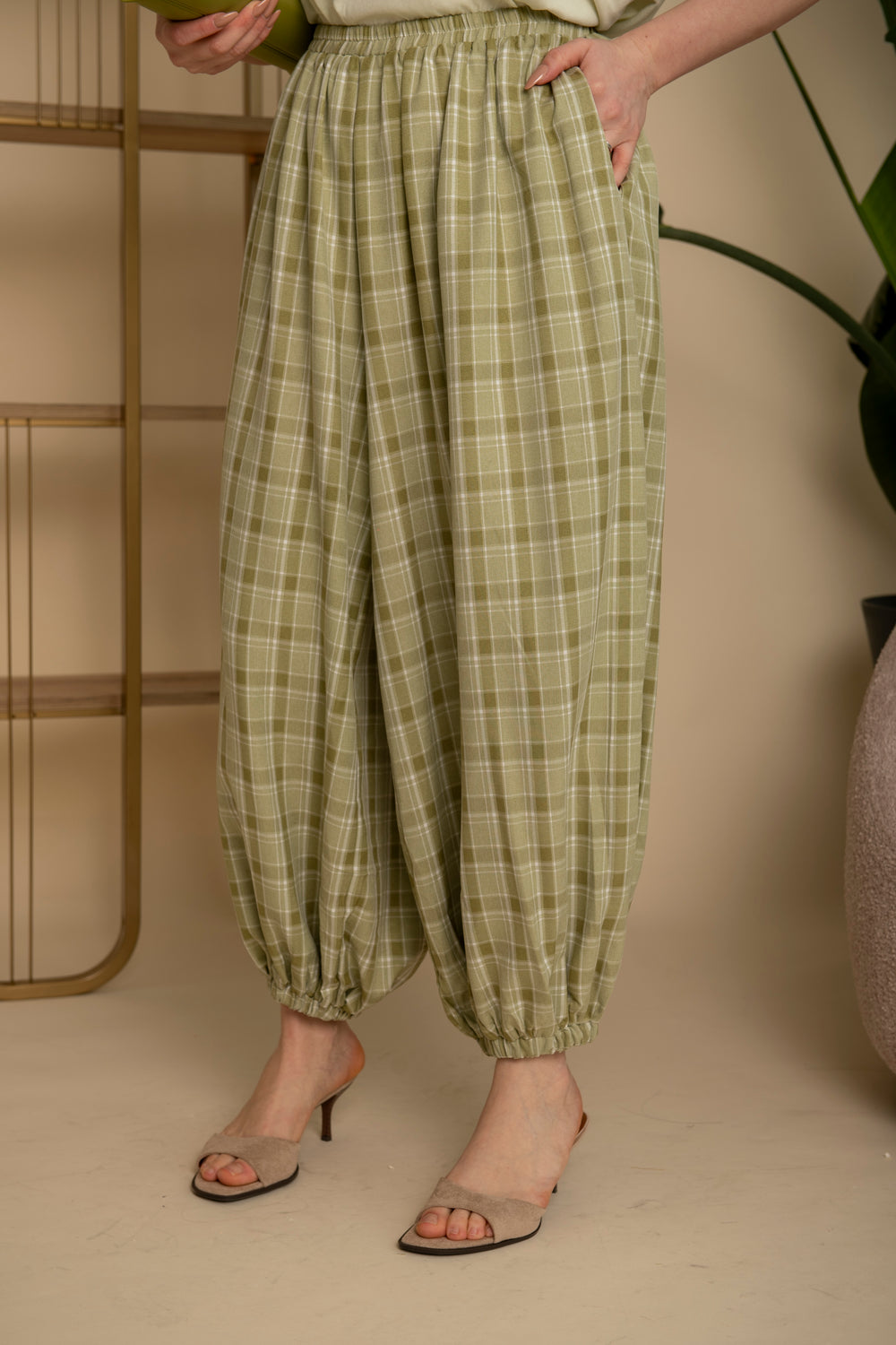 Pantalone morbido a quadri