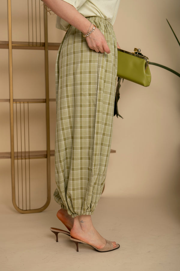 Pantalone morbido a quadri