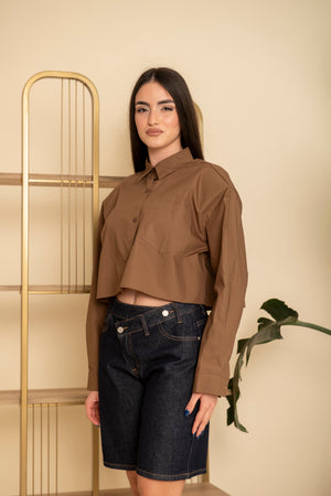 Camicia crop con spalline