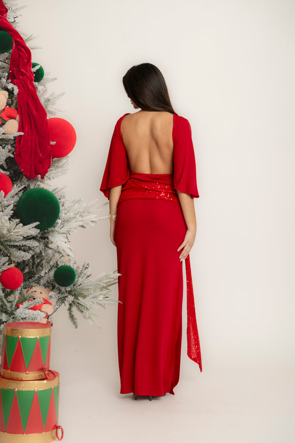 Abito Lumina con fascia in paillettes